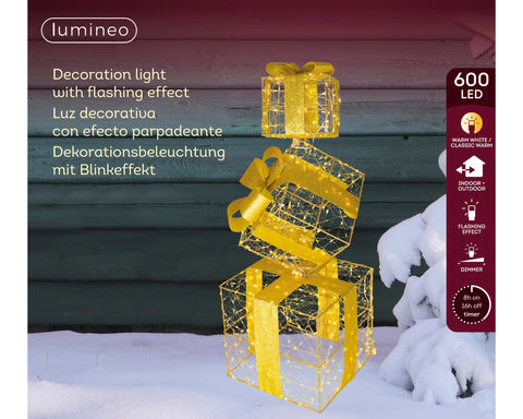 LED Geschenkschachteln Outdoor gold warmweiße & klassischwarme LED 25x25x73cm