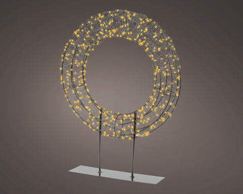 LED Kranz auf Ständer Outdoor schwarz klassischwarme LED 7x38x51cm
