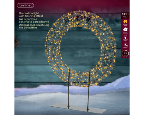 LED Kranz auf Ständer Outdoor schwarz klassischwarme LED 7x38x51cm
