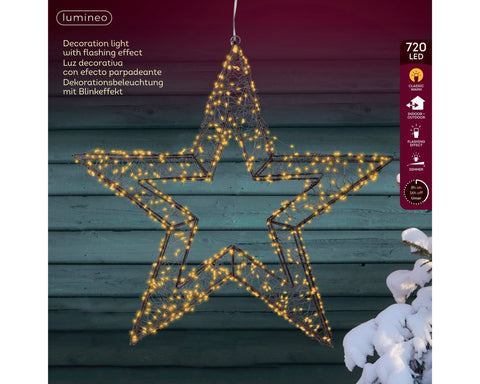 LED Stern Outdoor schwarz klassischwarme LED 58x7cm