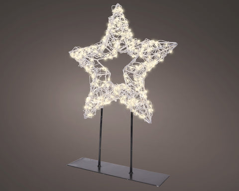 LED Stern auf Ständer Outdoor silber warmweiße LED 6x28x37cm
