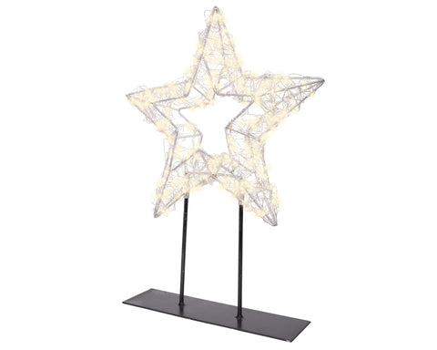 LED Stern auf Ständer Outdoor silber warmweiße LED 6x28x37cm
