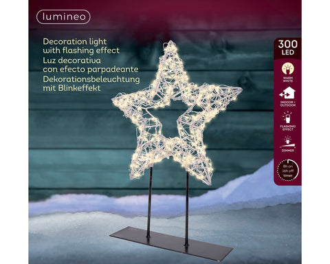 LED Stern auf Ständer Outdoor silber warmweiße LED 6x28x37cm