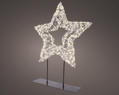 LED Stern auf Ständer Outdoor silber warmweiße LED 7x38x47cm