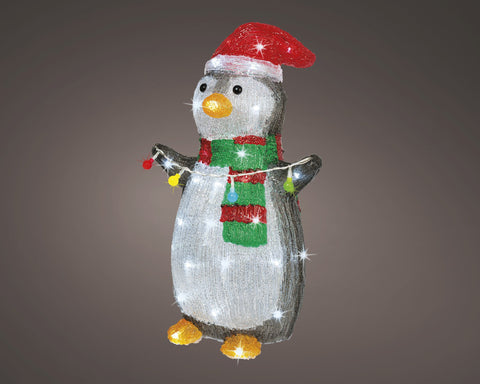 LED Pinguin Acryl Outdoor kaltweiße LED 22x28x45cm