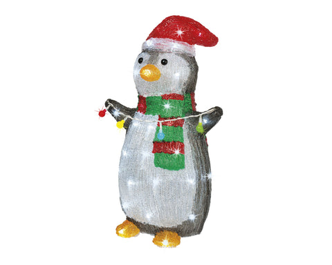 LED Pinguin Acryl Outdoor kaltweiße LED 22x28x45cm