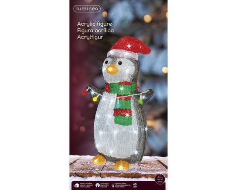 LED Pinguin Acryl Outdoor kaltweiße LED 22x28x45cm