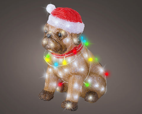 LED Hund Acryl Outdoor braun kaltweiße LED 34x24x42cm