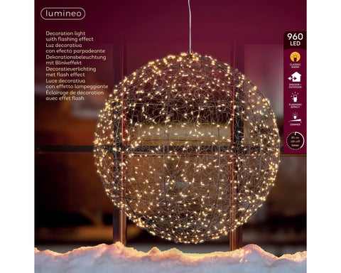 LED Kugel Outdoor schwarz klassischwarme LED 58cm