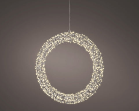 LED Kranz Outdoor silber warmweiße LED 7x58x58cm