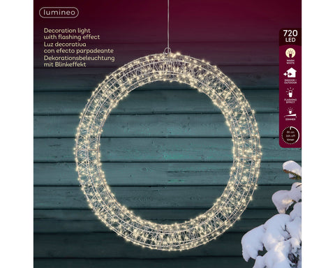 LED Kranz Outdoor silber warmweiße LED 7x58x58cm