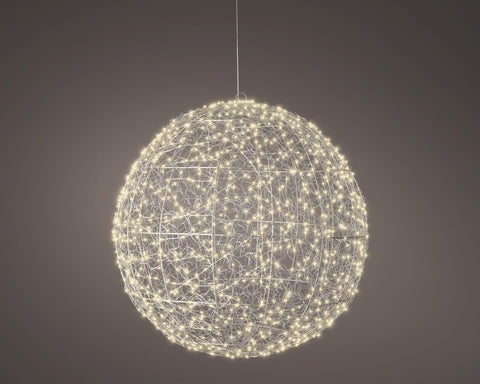 LED Kugel Outdoor silber warmweiße LED 58cm