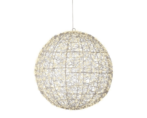 LED Kugel Outdoor silber warmweiße LED 58cm