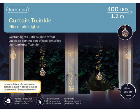 LED Lichtvorhang 8 Leuchtmodi Outdoor gold 400 warmweiße & klassischwarme LED 7.7x120x120cm