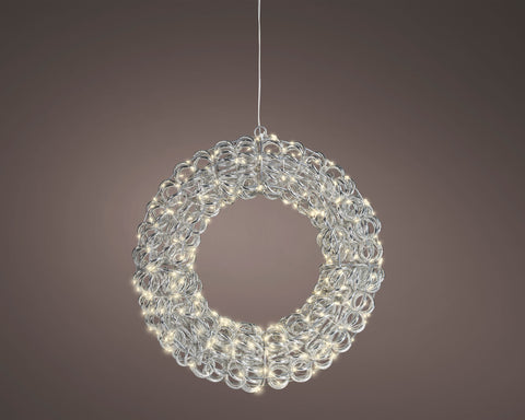 LED Kranz Outdoor silber warmweiße LED 38x9cm