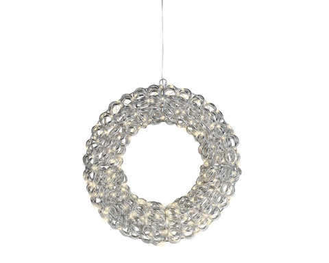 LED Kranz Outdoor silber warmweiße LED 38x9cm