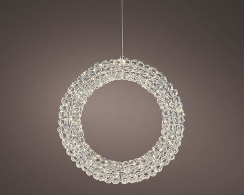 LED Kranz Outdoor silber warmweiße LED 58x10cm