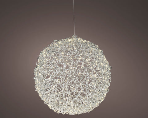 LED Kugel Outdoor silber warmweiße LED 55cm