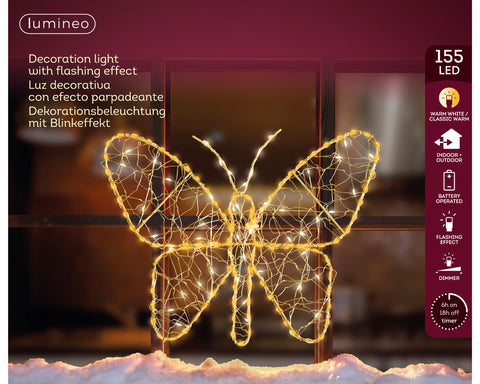 LED Schmetterling Outdoor gold warmweiße & klassischwarme LED 1x28x23cm