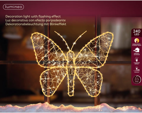 LED Schmetterling Outdoor gold warmweiße & klassischwarme LED 1x38x30cm