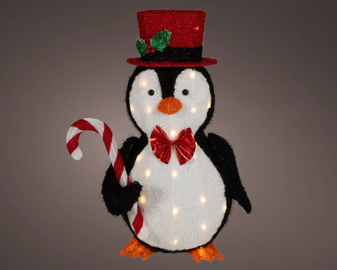 LED Pinguin Stoff Outdoor warmweiße LED 28x45x66cm