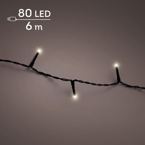 Led-lichterkette basic warmweiss mit 80 warmweißen leds und schwarzem twisted cord für dekorative beleuchtung