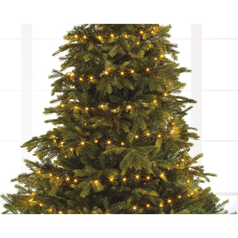 A lush dark green künstlicher Weihnachtsbaum mit warmen goldenen sternförmigen LED-Lichtern 360LED 27m
