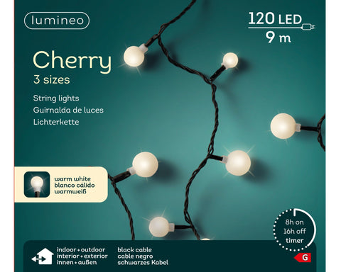 LED Cherrybeleuchtung Outdoor schwarz 120 warmweiße LED 900cm