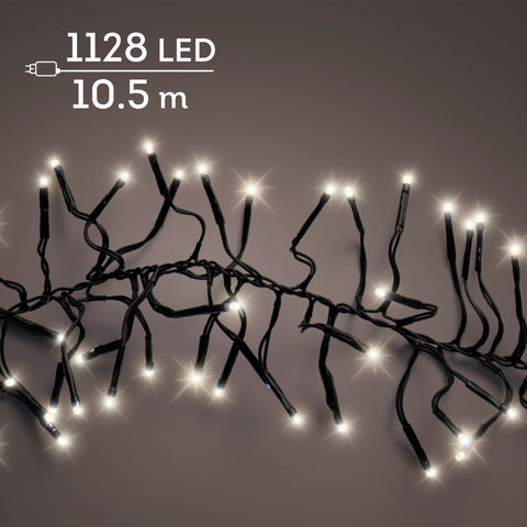 LED Lichterkette Cluster 8 Leuchtmodi Outdoor schwarz 1128 warmweiße LED 1050cm