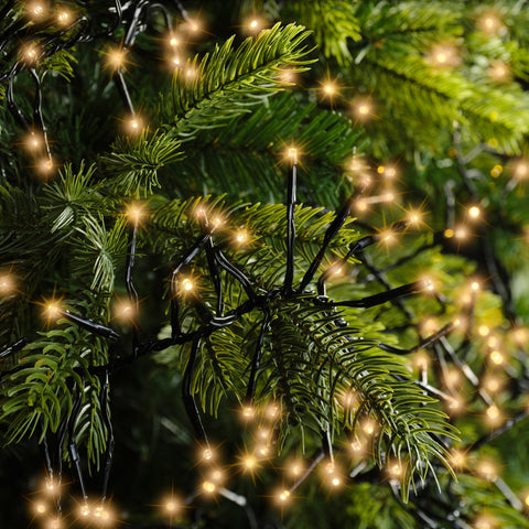 LED Lichterkette Cluster 8 Leuchtmodi Outdoor schwarz 1128 klassischwarme LED 1050cm