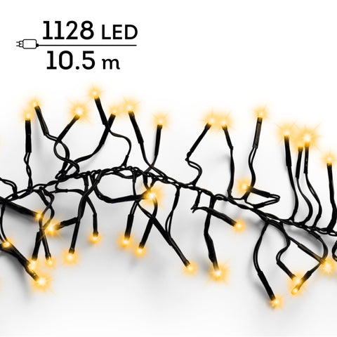 LED Lichterkette Cluster 8 Leuchtmodi Outdoor schwarz 1128 klassischwarme LED 1050cm