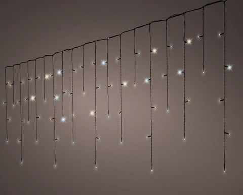 LED Icicle Lichterkette 8 Leuchtmodi Outdoor schwarz 175 warmweiße & kaltweiße LED 750x50cm