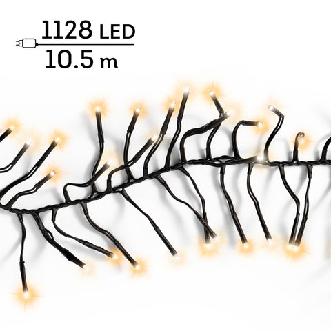 LED Lichterkette Cluster 8 Leuchtmodi Outdoor schwarz 1128 warmweiße & klassischwarme LED 1050cm