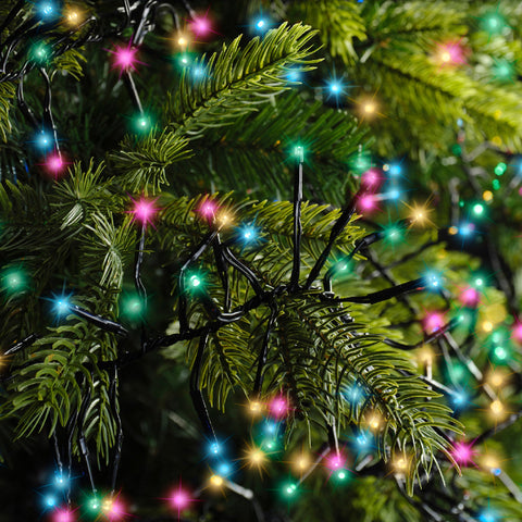 LED Lichterkette Cluster 8 Leuchtmodi Outdoor schwarz 1512 softbune LED 1400cm