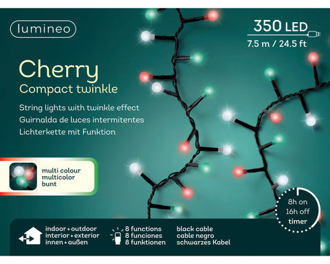 LED Cherrybeleuchtung 8 Leuchtmodi Outdoor schwarz 350 bunte LED 750cm