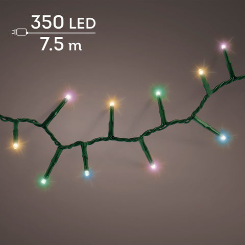 LED Lichterkette Compact 8 Leuchtmodi Outdoor grün 350 softbunte LED 750cm