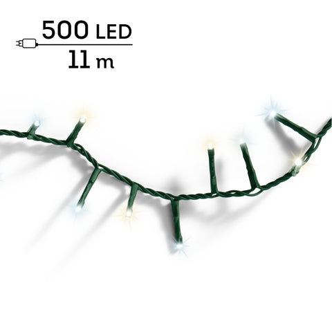 LED Lichterkette Compact 8 Leuchtmodi Outdoor grün 500 warmweiße & kaltweiße LED 1100cm