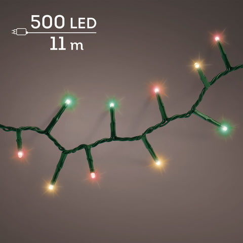 LED Lichterkette Compact 8 Leuchtmodi Outdoor grün 500 bunte LED 1100cm