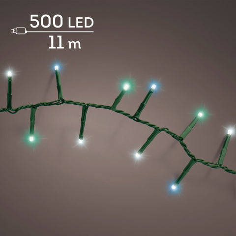 LED Lichterkette Compact 8 Leuchtmodi Outdoor grün 500 bläuliche LED 1100cm