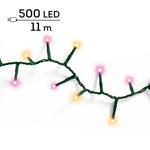LED Lichterkette Compact 8 Leuchtmodi Outdoor grün 500 pinke & klassischwarme LED 1100cm