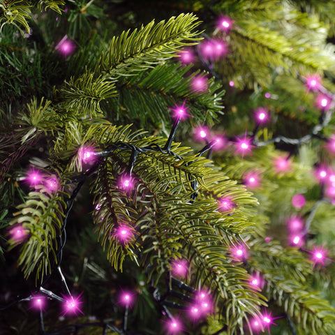 LED Lichterkette Compact 8 Leuchtmodi Outdoor grün 500 pinke LED 1100cm