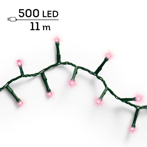 LED Lichterkette Compact 8 Leuchtmodi Outdoor grün 500 pinke LED 1100cm