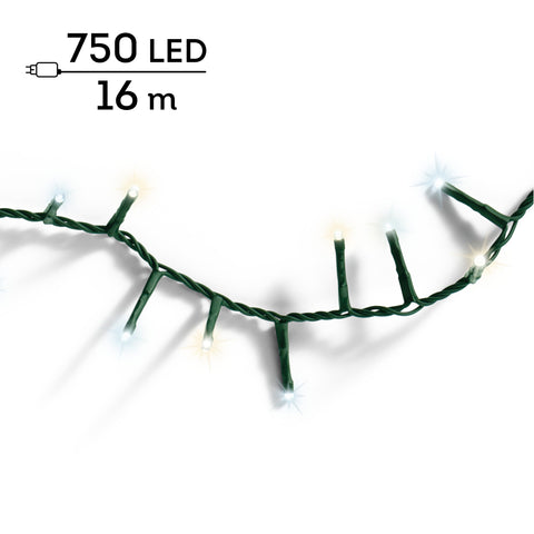 LED Lichterkette Compact 8 Leuchtmodi Outdoor grün 750 warmweiße & kaltweiße LED 1600cm