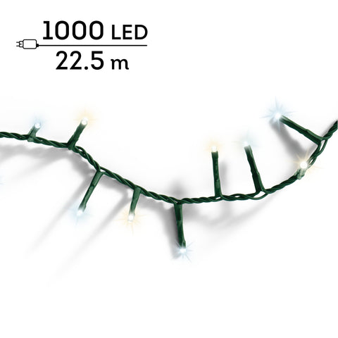 LED Lichterkette Compact 8 Leuchtmodi Outdoor grün 1000 warmweiße & kaltweiße LED 2250cm