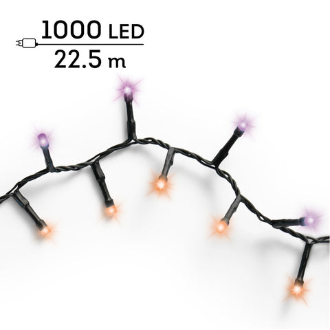 LED Lichterkette Compact 8 Leuchtmodi Outdoor schwarz 1000 violette & orange LED 2250cm