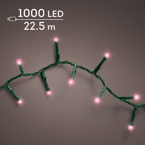 LED Lichterkette Compact 8 Leuchtmodi Outdoor grün 1000 pinke LED 2250cm
