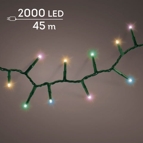 LED Lichterkette Compact 8 Leuchtmodi Outdoor grün 2000 softbunte LED 4500cm