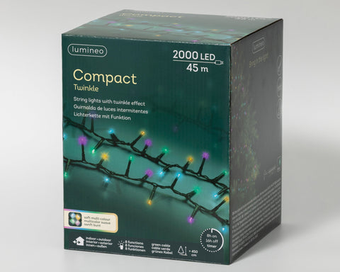 LED Lichterkette Compact 8 Leuchtmodi Outdoor grün 2000 softbunte LED 4500cm