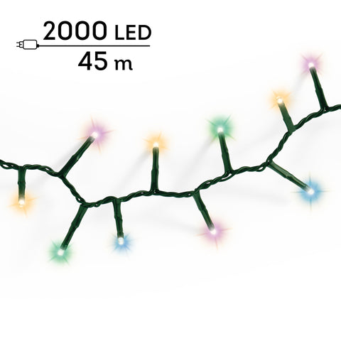 LED Lichterkette Compact 8 Leuchtmodi Outdoor grün 2000 softbunte LED 4500cm