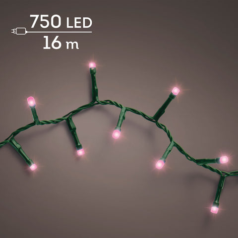 LED Lichterkette Compact 8 Leuchtmodi Outdoor grün 750 pinke LED 1600cm